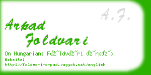 arpad foldvari business card